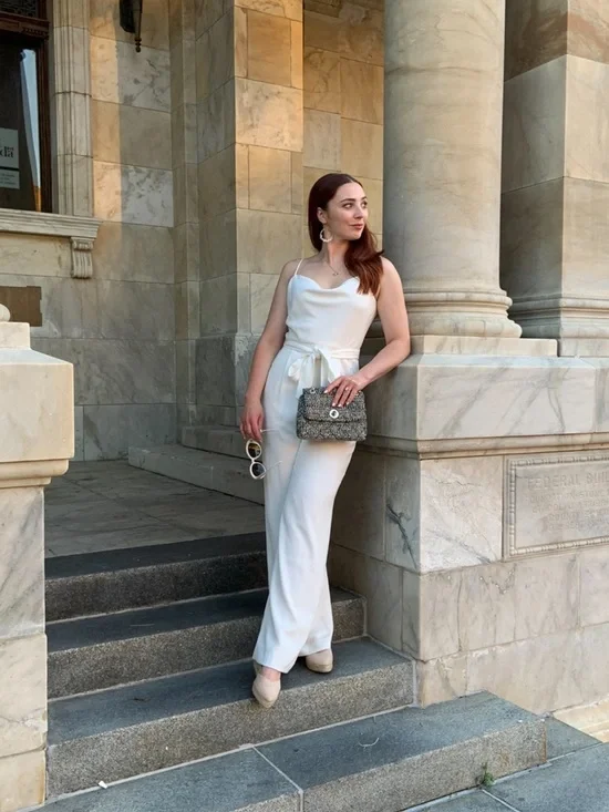 ANTONIO MELANI White Wide-Leg Cowl-Neck Jumpsuit - Picture 2 of 5